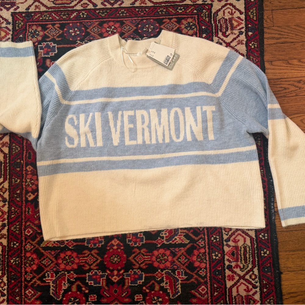 H&M Cream and Blue Sweater